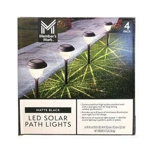 Member's Mark LED Solar Path Lights, 4-Pack, 20 Lumens, Matte Black Finish